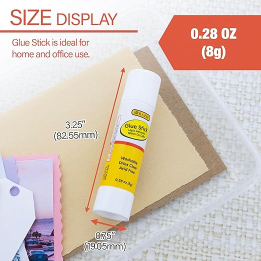 BAZIC Products Glue Stick 8g/0.28 Oz, White Glue Sticks, Acid Free for Photos Paper Art Craft at School Home Office (30/Pack), 20-Pack