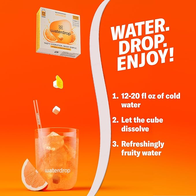 Waterdrop Hydration Cubes With Vitamin C, B Vitamins and Electrolytes, 4 Flavor Electrolyte Variety Pack, Flavored Water Enhancer Cubes for Still & Sparkling Water, Low Calorie, Sugar Free, 48 Count