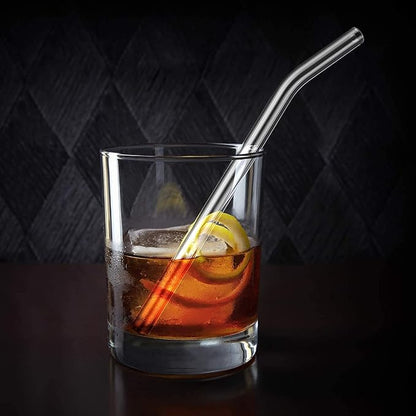4-Pack Reusable Glass Straw, Size 8.5''x10 MM,Including 2 Straight and 2 Bent with 2 Cleaning Brush- Perfect For Smoothies, Tea, Juice