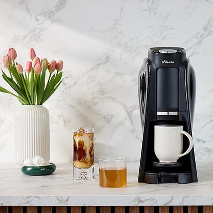 Flavia Aroma Brewer Bundle with 84 Freshpacks and 1 Merchandiser - Coffee Machine, Makes Coffee, Lattes, Tea, and other Hot or Iced Beverages with Single-Serve Freshpacks, Multiple Brew Sizes, Black