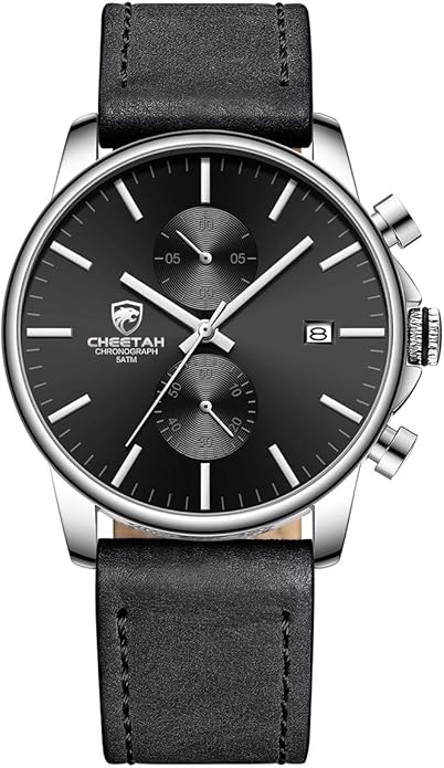 GOLDEN HOUR Mens Watch Fashion Sleek Minimalist Quartz Analog Mesh Stainless Steel Waterproof Chronograph Watches for Men with Auto Date