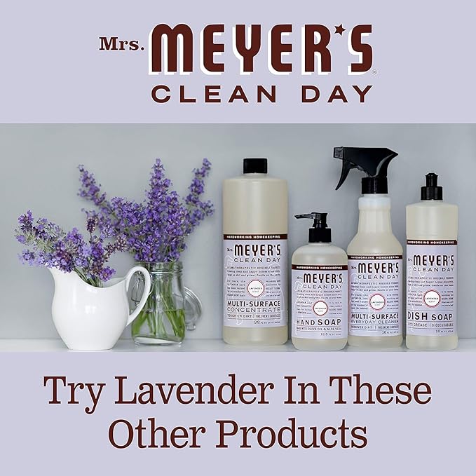 MRS. MEYER'S CLEAN DAY Hand Soap Refill, Made with Essential Oils, Biodegradable Formula, Lavender, 33 fl. oz - Pack of 6