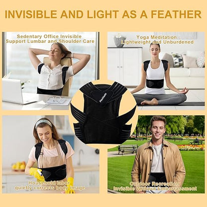 Back Brace Posture Corrector for Women and Men High Support Adjustable Lightweight Upper, Back Straightener for Neck Shoulder & Upper/Lower Back Pain Relief Under Clothes Breathable Invisible (Medium)