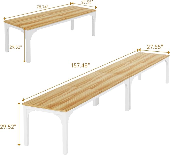 13FT Conference Table, Super Sturdy Large Rectangle Meeting Seminar Table for 10-14 Person, Long Business Tables, 2 Pcs Light Walnut