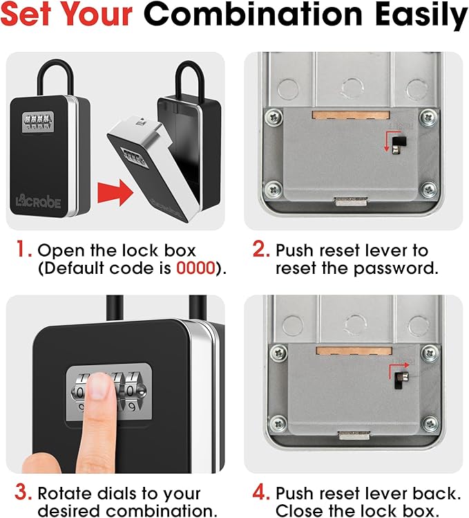 Key Lock Box, Secure lock box for keys with code for Indoor and Outdoor Use, Ideal for Home, Office or Rentals, Perfect for Homeowners and Businesses Looking for a Secure Storage Solution