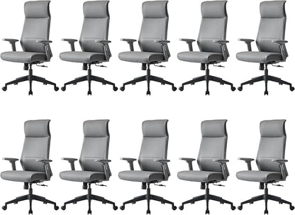 EUREKA ERGONOMIC Valen Leather Desk Chair, High Back Office Chair, Microfiber PU Leather Office Chair with Wheels, Executive Office Chair Comfy for Samll Spaces(Pack of 10, Gray)