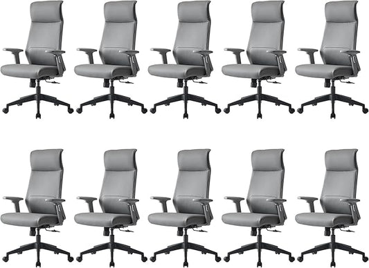 EUREKA ERGONOMIC Valen Leather Desk Chair, High Back Office Chair, Microfiber PU Leather Office Chair with Wheels, Executive Office Chair Comfy for Samll Spaces(Pack of 10, Gray)