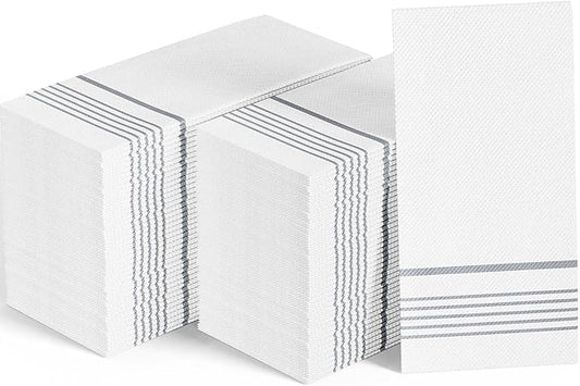 400 Pack Paper Dinner Napkins, Absorbent Paper Napkins, Premium Quality Guest Towels, 2-Ply Disposable Hand Towels for Kitchen, Events, Parties or Events (Silver)