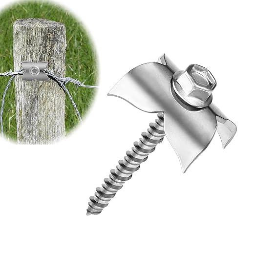 Fence Nails for Wood, 304 Stainless Steel Fence Staples, 1.7" Reusable Wire Fence Staples Screws for Mesh and Woven Fencing, 200pcs Fence Fasteners