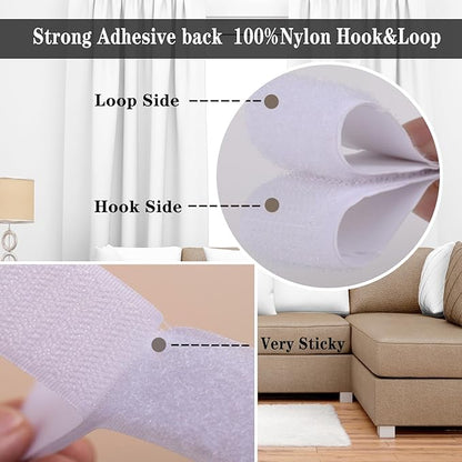 Navona 30Ft x 1 Inch Hook and Loop Strips with Adhesive – 2 Rolls Heavy Duty Hook and Loop Tape with Backing for Home, Office, School, and Crafting Projects, White