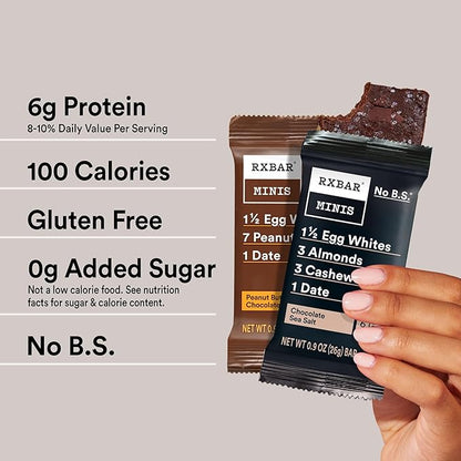 RXBAR Minis Protein Bars, Protein Snack, Snack Bars, Variety Pack, 7.3oz Box (8 Count)