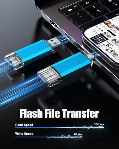 KOOTION USB C Flash Drive 64GB 2 in 1 OTG USB 3.0/Type C Thumb Drive Dual Drive USB C Memory Stick for Smartphone Laptop Tablet PC, Blue