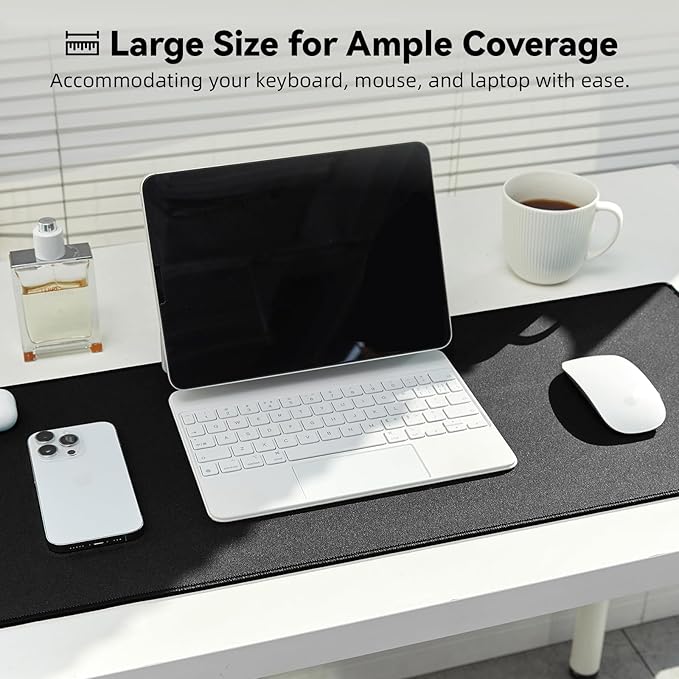 Large Gaming Mouse Pad with Durable Stitched Edges, Non-Slip Rubber Base, Big Computer Keyboard Mouse Mat Desk Pad for Home Office Gaming Work, 27.6''x11.8''x0.12'', Black