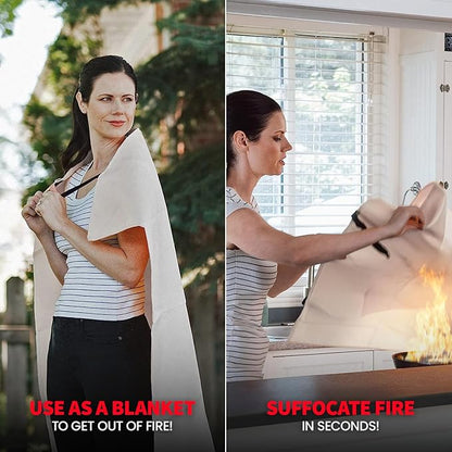 Prepared Hero Emergency Fire Blanket - 4 Pack - Fire Suppression for Kitchen, 40” x 40” Fiberglass Fire Blanket for Home