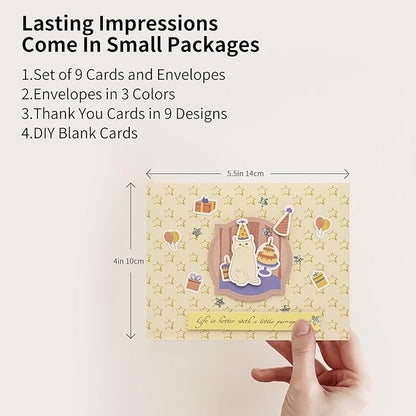 DIY Best Friend Card Kit 9 Sets- Minimalist Blank Greeting Cards to Decorate Your Own Way - Includes Cards, Envelopes & Ideas for a Creative Friendship Gift