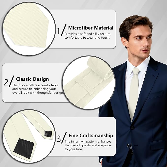 Fineknot Black Ties for Men, Formal Neckties for Men, Solid Color Mens Ties for Business, Wedding, Party, Mens Neck Tie