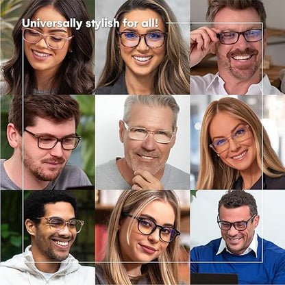 Readerest Blue Light Blocking Glasses - Stylish Computer Eyewear with 1.75 Magnification - UV Protection Vision Aid for Eye Strain and Glare Reduction - Lightweight Frames for Men and Women (Black)