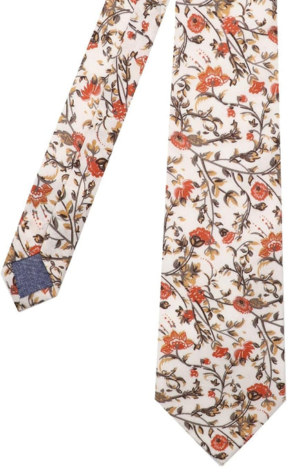 Cotton Floral Ties for Men 2.76" Men's Skinny Tie Linen Flower Printed Neck Tie for Wedding Dating Party