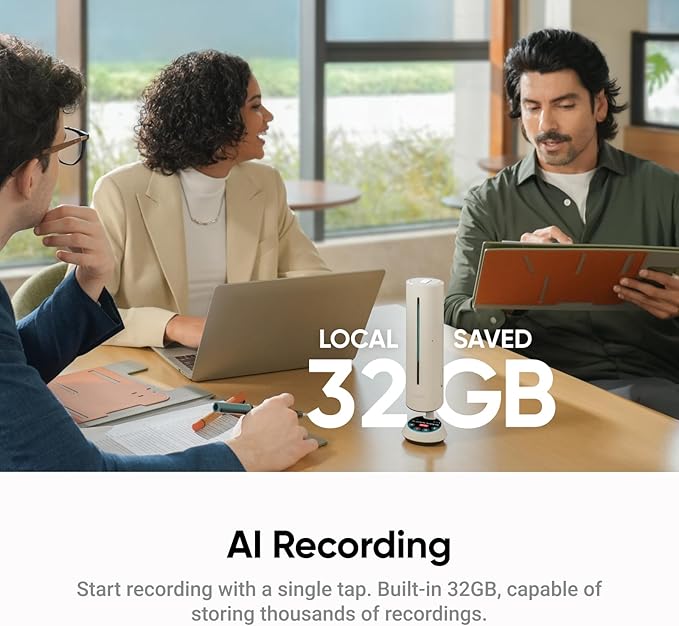 Insta360 WaveLink Bundle - AI Speakerphone, Bluetooth, Voice Recorder, 8 Noise-Canceling Mics w/Beamforming, AI Transcript & Summary, Support 99 Languages, 32GB Storage, Meetings, Podcasts