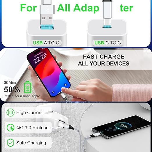 USB C Splitter Multi Charging Cable,USB A/C to USB C QC 3.0 Fast Charging[2Pack 4Ft], 4 in 2 Multi Charger Cord, with 4 Type-C Connectors Compatible with Cell Phones Tablets and More