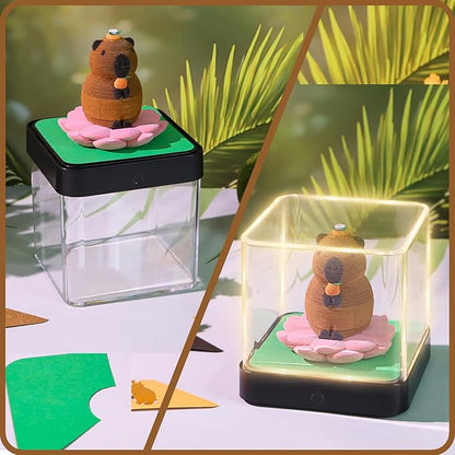 3D Time Piece Calendar 2026 DIY Calendars Tear Away Carving Art 3D Memo Pad Calendar With LED Lights sculpture artsy pads calendar notepad for Desktop Decor-Capybara