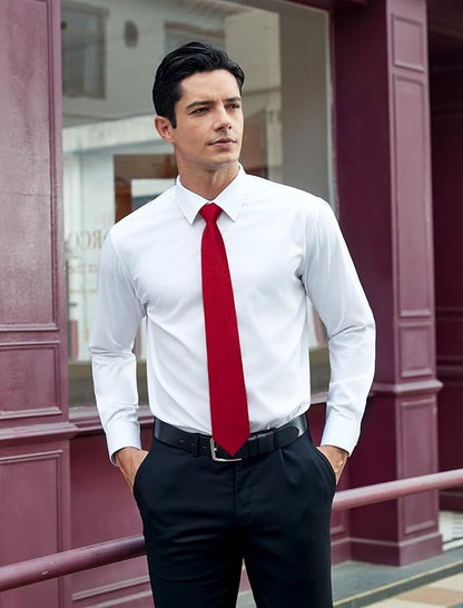 HISDERN Men Floral Ties Woven Classic 3.4" Necktie Set Formal Tie Pocket Square for Wedding with Handkerchief Gift Box