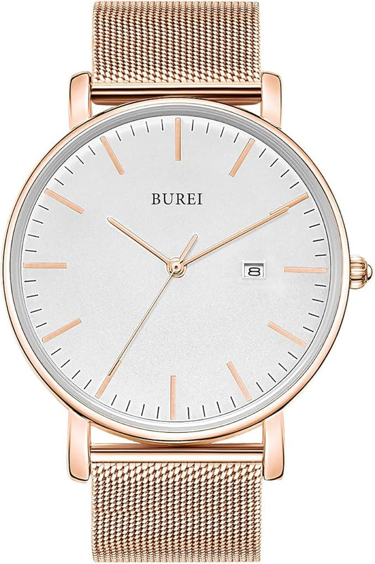 BUREI Men Wrist Watches Fashion Minimalist Analog Quartz Waterproof Watches for Men