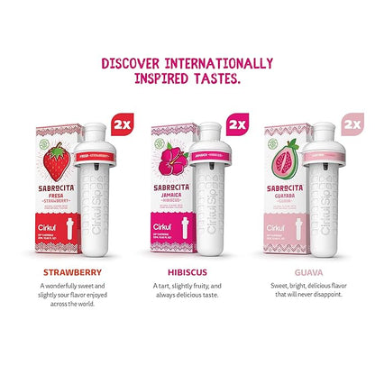 Cirkul Sabrocita Flavor Water Variety Pack, Makes 36 Drinks, No Sugar, Zero Calorie Drink Mix, (2 Strawberry, 2 Guava, 2 Hibiscus)
