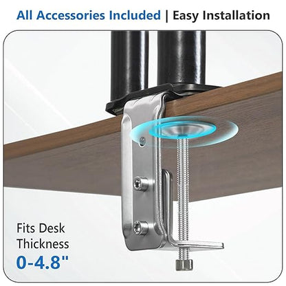 Lyngins Dual Monitor Stand, 17-32 inch Monitor Mounts for 2 Computer Screens, VESA Mount with 75/100 mm, Each Arm Supports Up to 20.94 lbs, Double Monitors Arm Desk Mount - Black
