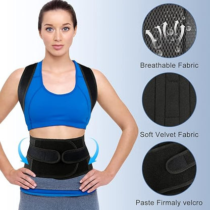 Back Brace Posture Corrector for Women and Men - Adjustable Posture Back Brace for Upper and Lower Back Pain Relief - Improve Back Posture and Lumbar Support, X-Large(Waist:37-42 Inches)