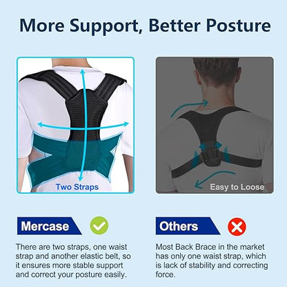 Mercase Maximum Support Posture Corrector – Adjustable Back Brace for Upper Back Pain & Shoulder Relief, Adult (XL)
