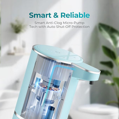 Seafoam Automatic Foaming Soap Dispenser - Touchless Hand Sensor, 4 Foam Settings, USB-C 1200mAh Large Capacity Rechargeable, Modern Design for Bathroom & Kitchen