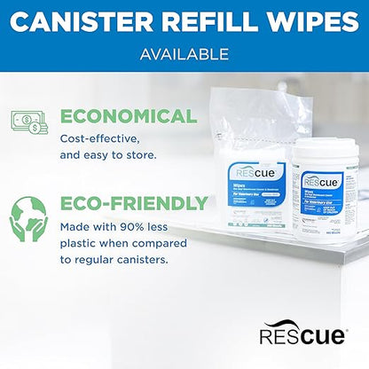 REScue One-Step Disinfectant Cleaner & Deodorizer Wipes for Vet Use – Cleaner for Kennels, Litter Boxes, Vet Offices, Pet Grooming Surfaces, Pet Items – Wipes Canister, 160-Count (Pack of 1)