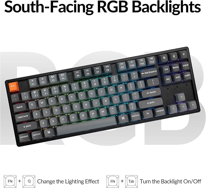 Keychron K8 Max TKL Wireless Mechanical Keyboard, QMK 2.4 GHz/Bluetooth 5.1/Wired with Aluminum Frame, RGB Backlit Hot-Swappable Programmable Keychron Super Red Switch for Mac Windows Linux