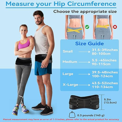 Sacroiliac Hip Belt for Women and Men, Adjustable Breathable Hip Brace, Sciatica Pain Relief Devices, Trochanter Brace for Relieving Lower Back Pain, Sacroiliac SI Joint Pelvic Pain & Sciatica