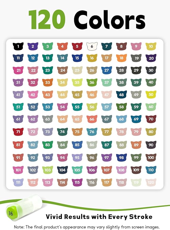 YHC 120 Colors Acrylic Paint Pens with Free App, Dual Tip Acrylic Paint Markers with Brush Tip and Fine Tip for Adults, Kids, Eggs, Wood, Rock, Canvas, Plastic, Stone, Glass, Ceramic