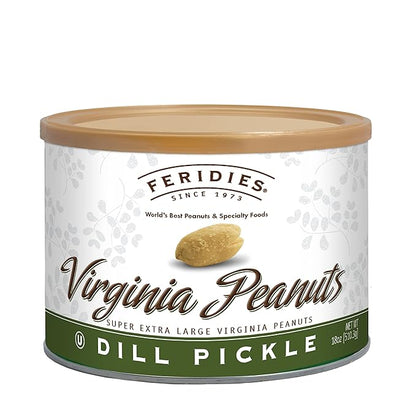 FERIDIES Extra Large Virginia Peanuts, Dill Pickle Flavored Spiced Gourmet Nuts, 18oz Tin