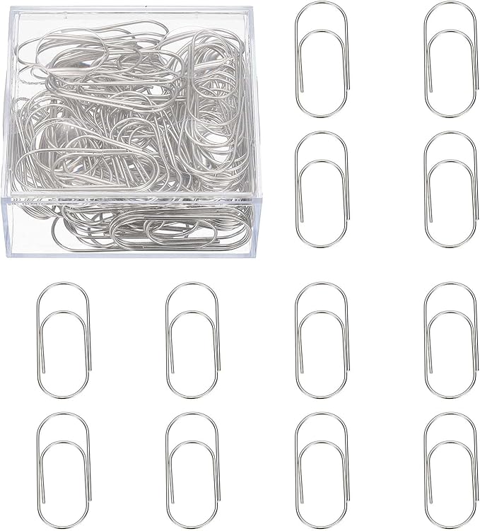PATIKIL 100 Pcs Paper Clip, 2inch Non-Skid Metal Paper Clamp Clips Large for Office Supplies Craft Scrapbook Document Note Sorting, Electroplating, Silver