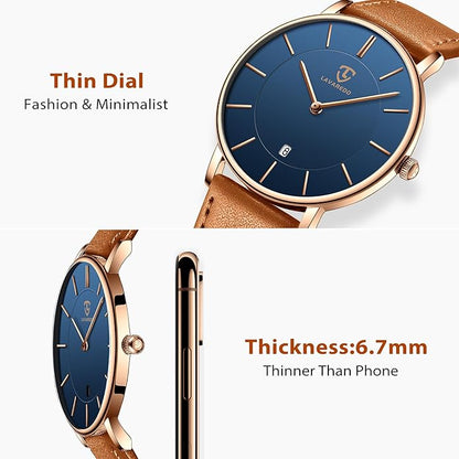 BEN NEVIS Watch, Mens Watch, Minimalist Fashion Simple Wrist Watch Analog Date with Leather Strap