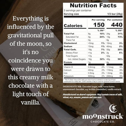 Moonstruck Chocolate Creamy Milk Chocolate Bar, 31% Cacao (Pack of 12)
