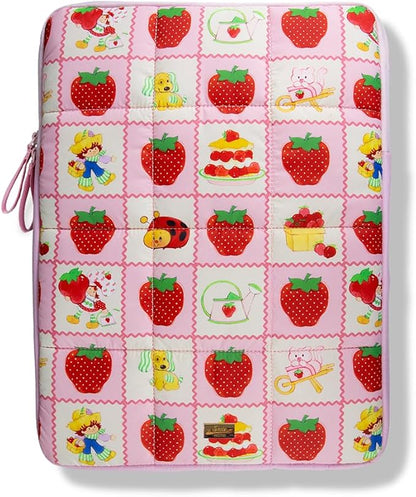 Sonix | Puffy Laptop Sleeve | 15-16 Inch, Quilted Pillow Puffer Laptop Carrying Case, Computer Sleeve | Strawberry Shortcake Checkered