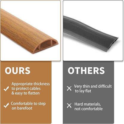 Floor Cord Cover 4ft, Cord Hider Floor Beige Maple Wood, Floor Cable Management Prevent Cable Trips, Floor Cable Cover Wire Covers for Electric Power Cords, Cord Protector Cord Cavity W0.47in xH0.28in