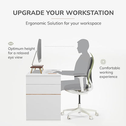 Anji Mountain Wooden Monitor Stand - Elegant Monitor Riser, Perfect Monitor Stand for Desk Organization, Durable Wood Construction monitor stands, Enhances Ergonomics and Workspace Efficiency,Biscotti