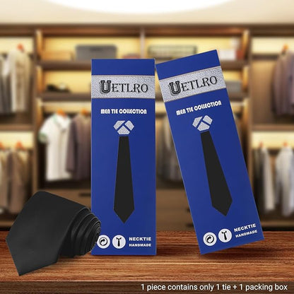 Black Ties For Men Solid Pure Color Formal Neckties 3.15" (8CM) Men's Tie for Business and Wedding with Gift Box