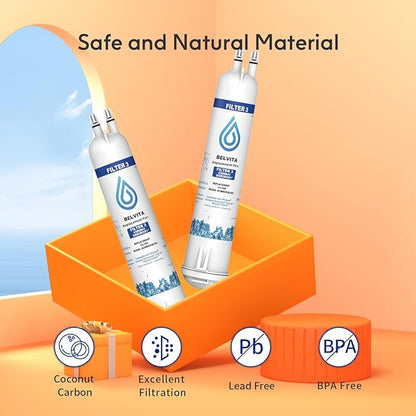 BELVITA Compatible with 4396841 Refrigerator Water Filter, EDR3RXD1, KAD3RXD1, WHR3RXD1, 4396841, 4396710, Filter 3, 46-9083,46-9030, 9030, 9083 Refrigerator Water Filter, 3 Filters