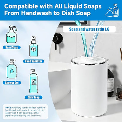 2 Pack Automatic Soap Dispenser, Touchless Rechargeable Dish Soap Dispenser, 3 Level Adjustable Dispensing, 350 ml/13oz Hand Soap Dispensers for Bathroom Kitchen (White)
