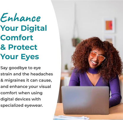 100% Blue Light Blocking Glasses - Women + Men - Better Sleep - Anti Eye Strain Protection - Computer Screens Gaming