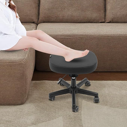 Footrest Stool Under Desk, Rolling Swivel Stool Chair with Height and Tilt Angle Adjustment, 360° Rolling Massage Chair with Wheels, Ergonomic Foot Rest for Home Office,Gaming,Salon,Massage,Study Room