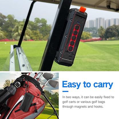 Dprofy 2Pcs Pro Portable Magnetic Bluetooth Golf Speaker Wireless Waterproof IPX6/Shockproof - 3rd Generation Magnetic Golf Speakers for Golf Cart 24 Hour Playtime (2Pcs with TWS & SD Card Function)