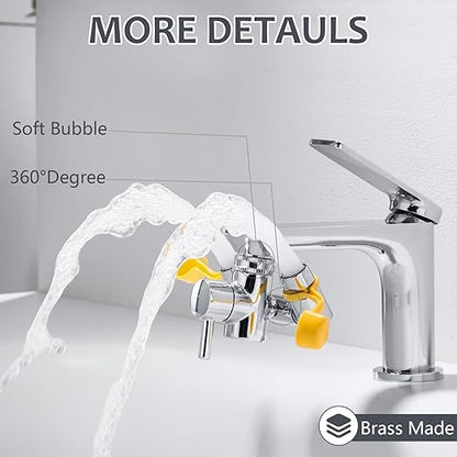 TIDYENDURE Faucet Mounted Eyewash Station with Cover, Faucet Mounted Emergency Eye Wash Station Sink Attachment, Eye Wash Kit, Eye Wash Unit for Lab, Factory, Industry Site, Workshop, Office and Home